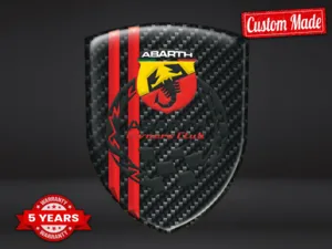 Fiat Abarth Etiqueta En Relieve Diseño Personalizado Pegatinas Cúpula